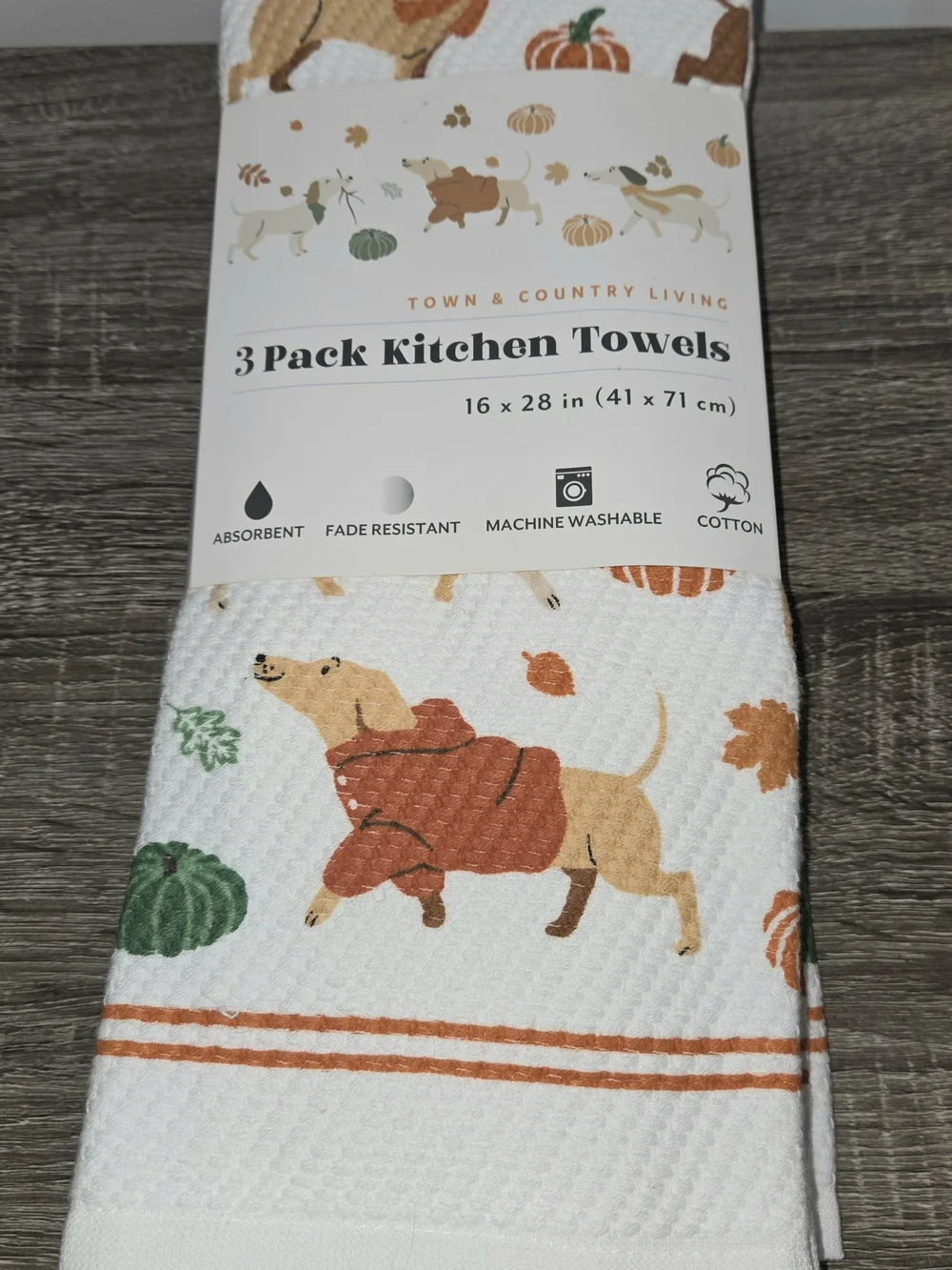 3-Pack of Town & Country Living Kitchen Towels featuring a Dachshund